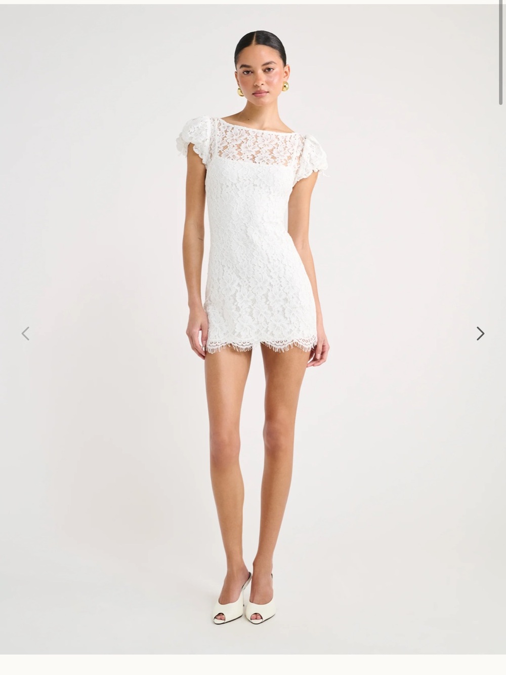 Rumored White Lace Cap Sleeve Mini Dress